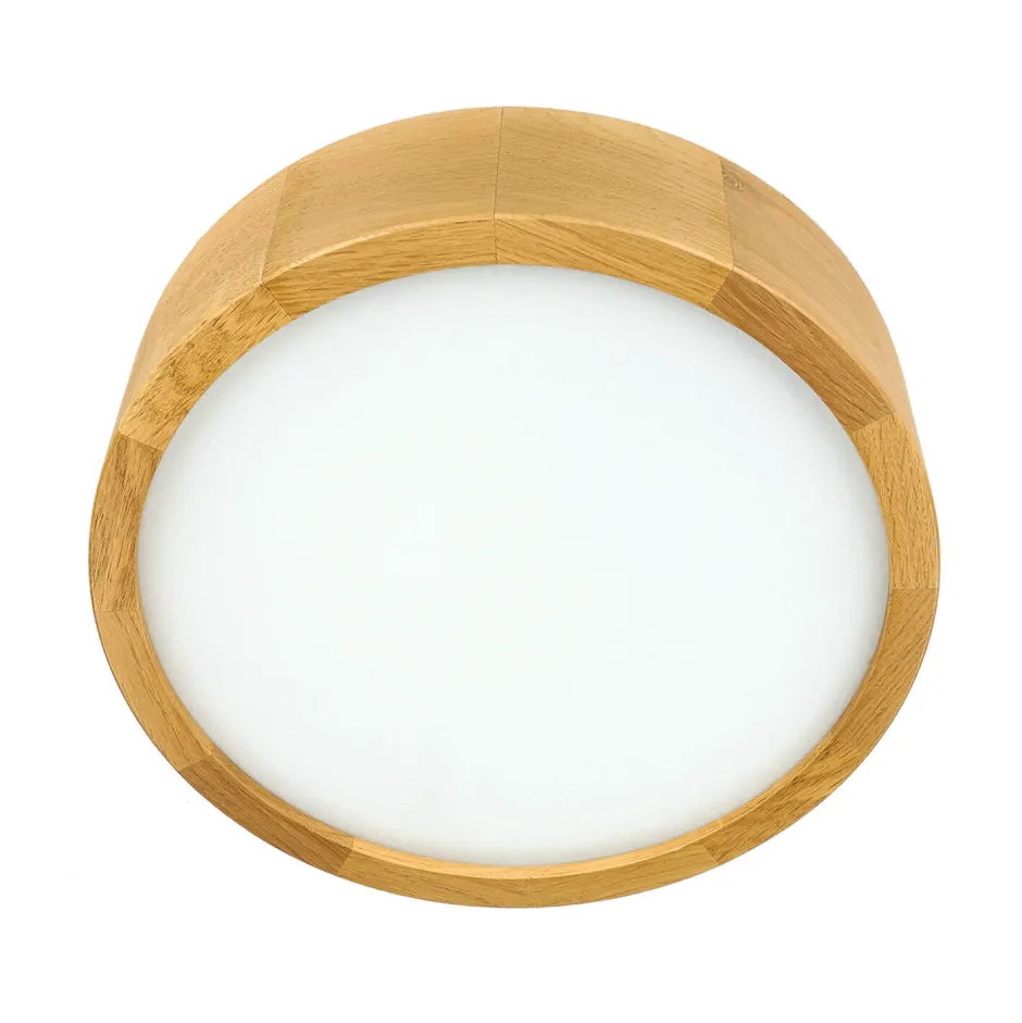 Holzlampen|Moderne Lampen*Lamkur Deckenleuchte Wohnzimmer Eiche rund Holz Lampe