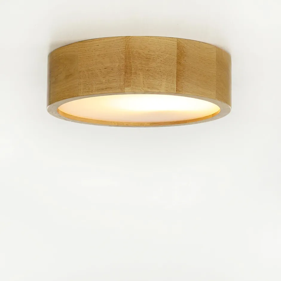 Holzlampen|Moderne Lampen*Lamkur Deckenleuchte Wohnzimmer Eiche rund Holz Lampe