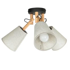 Schlafzimmer Lampen|Lampen Aus Aller Welt*TK Lighting Deckenleuchte Wohnzimmer 3-flammig Leinen Holz Metall