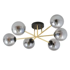 Glaslampen|Retro Lampen*Emibig Deckenleuchte Wohnzimmer 75 cm 6x E14 Glas Metall