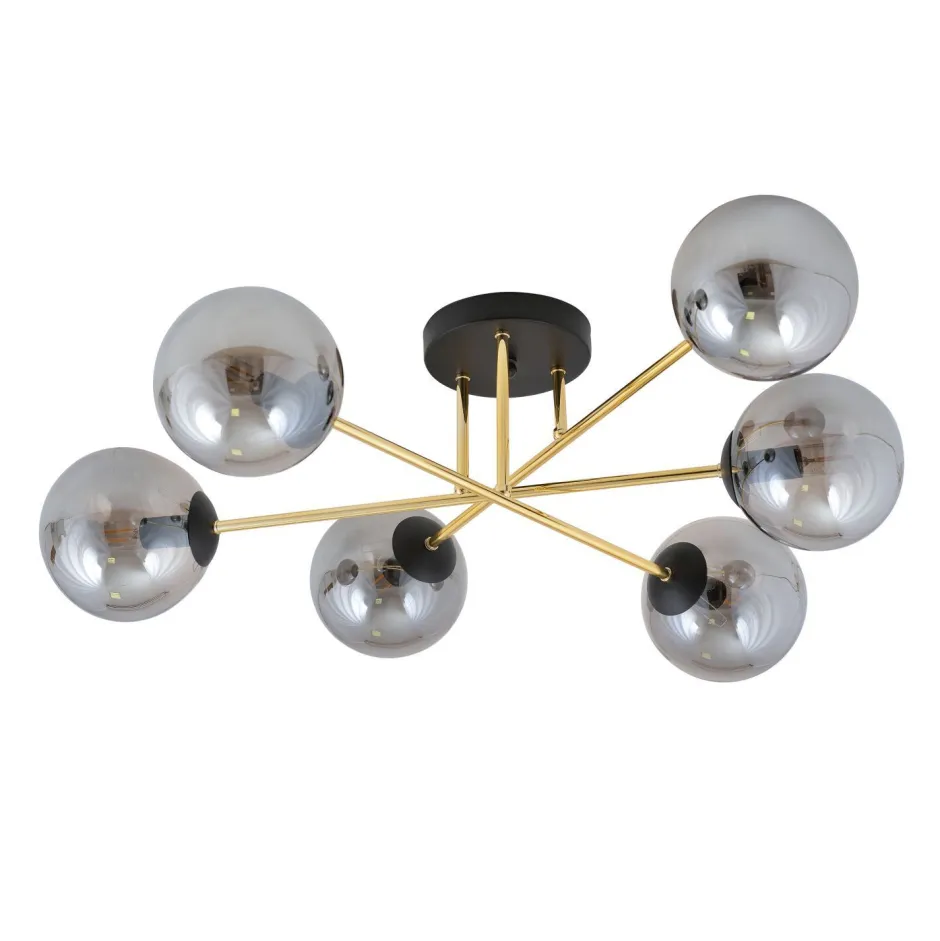 Glaslampen|Retro Lampen*Emibig Deckenleuchte Wohnzimmer 75 cm 6x E14 Glas Metall