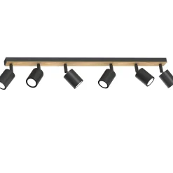 Spots|Flurlampen*Luminex Deckenspot beweglich Holz Metall Schwarz 6-flmg GU10
