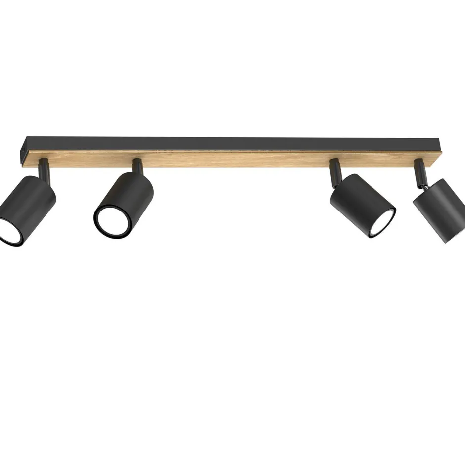 Spots|Flurlampen*Luminex Deckenspot beweglich Holz Metall Schwarz Natur GU10