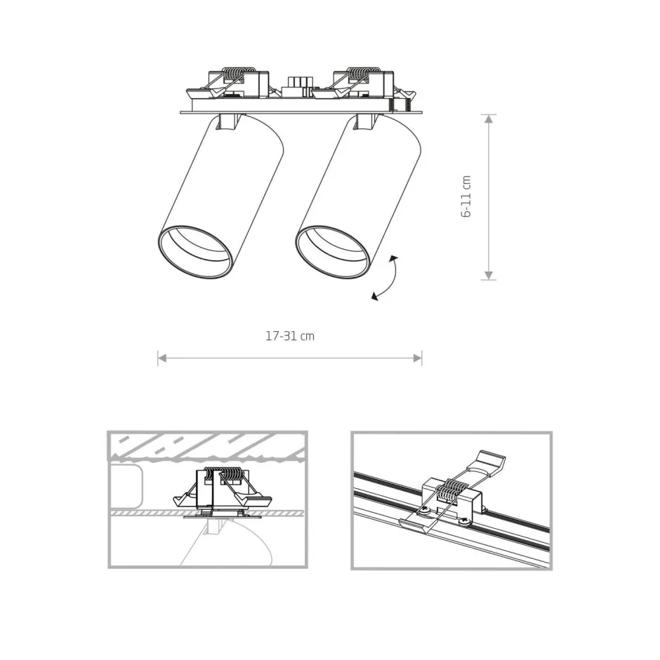 Nowodvorski Deckenspot Einbau 17 cm 2-flammig Schwarz Messing GU10< Spots|Flurlampen
