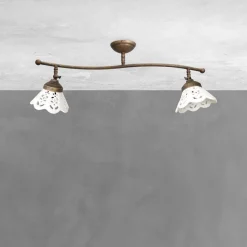 Spots|Badezimmer Lampe*Giovanni Battista Deckenspot 2-flammig B: 69 cm Messing Keramik schwenkbar