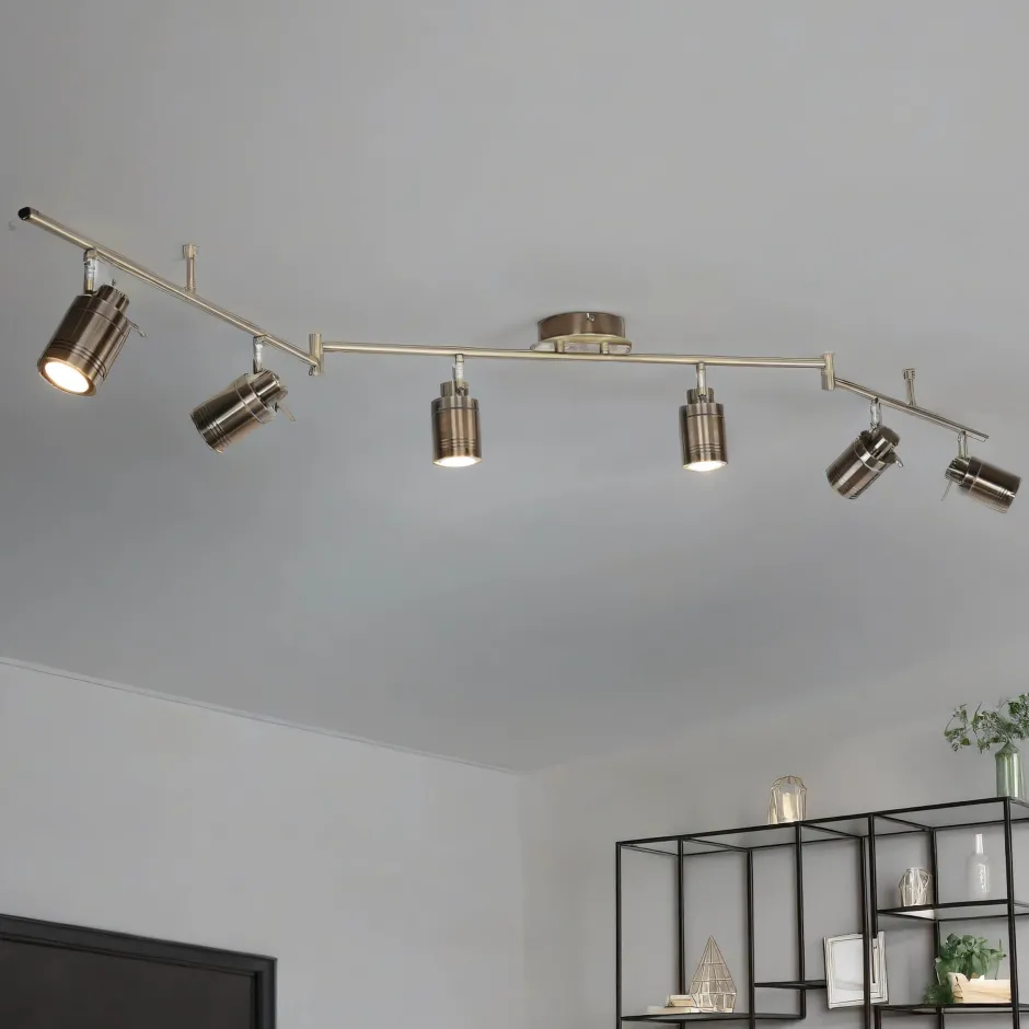 Searchlight Deckenspot 6-flammig IP44 GU10 in Messing Antik Metall Bad< Wohnzimmerlampen|Metall Lampen