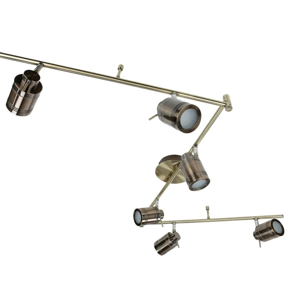 Searchlight Deckenspot 6-flammig IP44 GU10 in Messing Antik Metall Bad< Wohnzimmerlampen|Metall Lampen