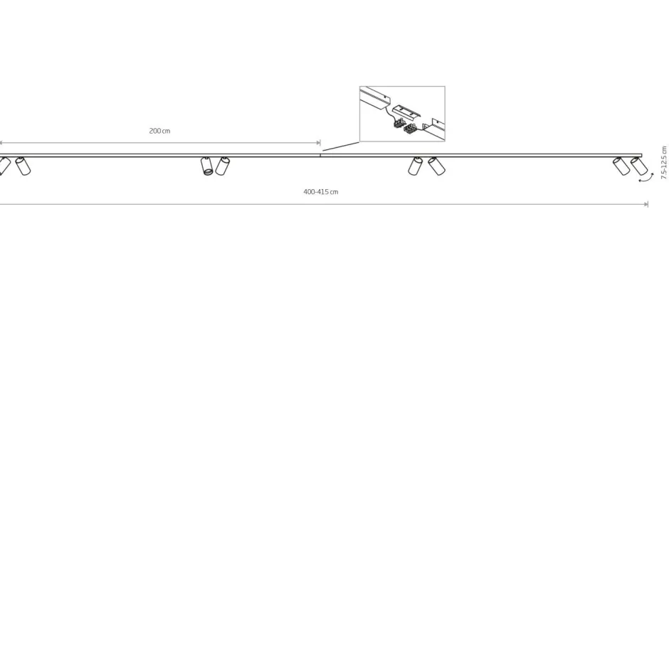 Nowodvorski Deckenspot 8-flammig Schwarz 400 cm lang XXL GU10 verstellbar< Metall Lampen|Wohnzimmerlampen
