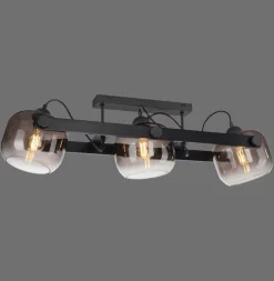 Just Light Deckenspot Glas Metall E27 90 cm 3-flammig schwenkbar< Flurlampen|Bürolampen