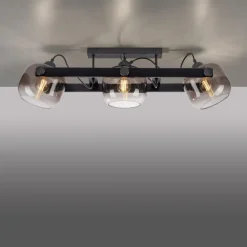 Just Light Deckenspot Glas Metall E27 90 cm 3-flammig schwenkbar< Flurlampen|Bürolampen