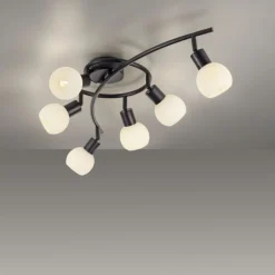 Flurlampen|Bürolampen*Just Light Deckenspot Glas Metall 6-flammig inkl E14 5 W flexibel