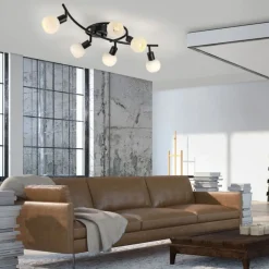 Flurlampen|Bürolampen*Just Light Deckenspot Glas Metall 6-flammig inkl E14 5 W flexibel