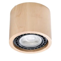 Sollux Deckenspot Holz Ø 14 cm H: 10 cm klein GU10 DIWO< Holzlampen|Moderne Lampen