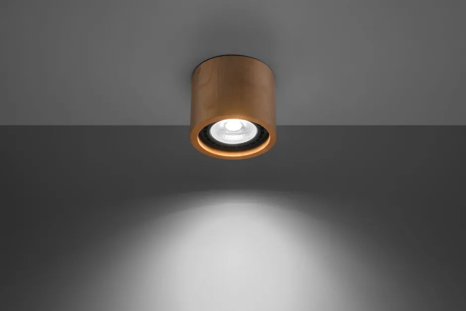 Sollux Deckenspot Holz Ø 14 cm H: 10 cm klein GU10 DIWO< Holzlampen|Moderne Lampen