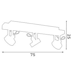 Spots|Flurlampen*Luminex Deckenspot Holz Metall Schwarz L:75 cm GU10 verstellbar