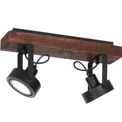 Spots|Flurlampen*Luminex Deckenspot Holz Metall Schwarz L:45 cm GU10 flexibel