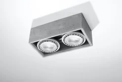 Küchenlampen|Betonlampen*Sollux Deckenspot innen Beton 27 cm lang eckig 2-flammig GU10