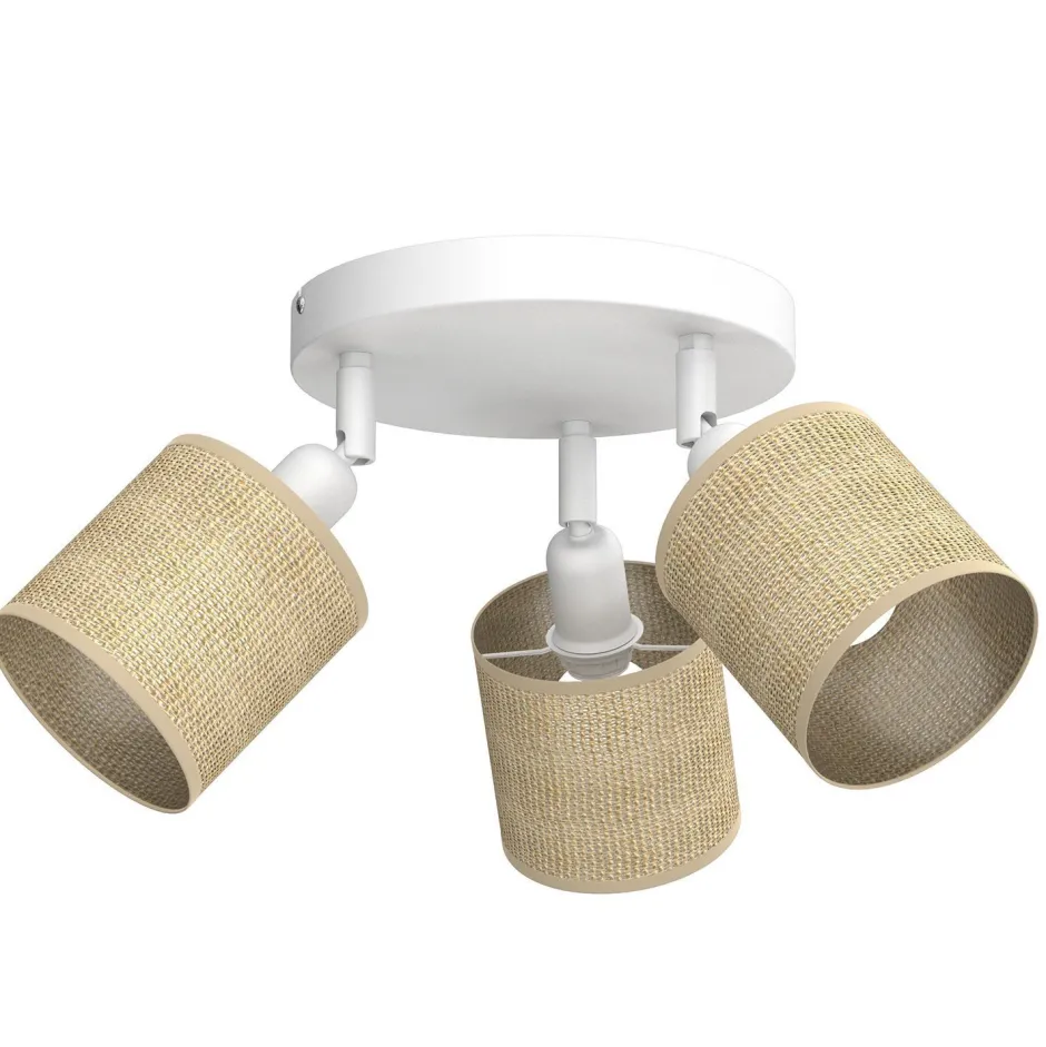 Spots|Flurlampen*Luminex Deckenspot Jute Metall Weiß Ø34 cm E27 flexibel