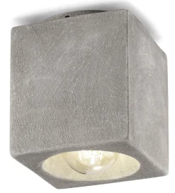 Bürolampen|Wohnzimmerlampen*Ferroluce Deckenspot Keramik E27 Aufputz Beton-Optik eckig Modern