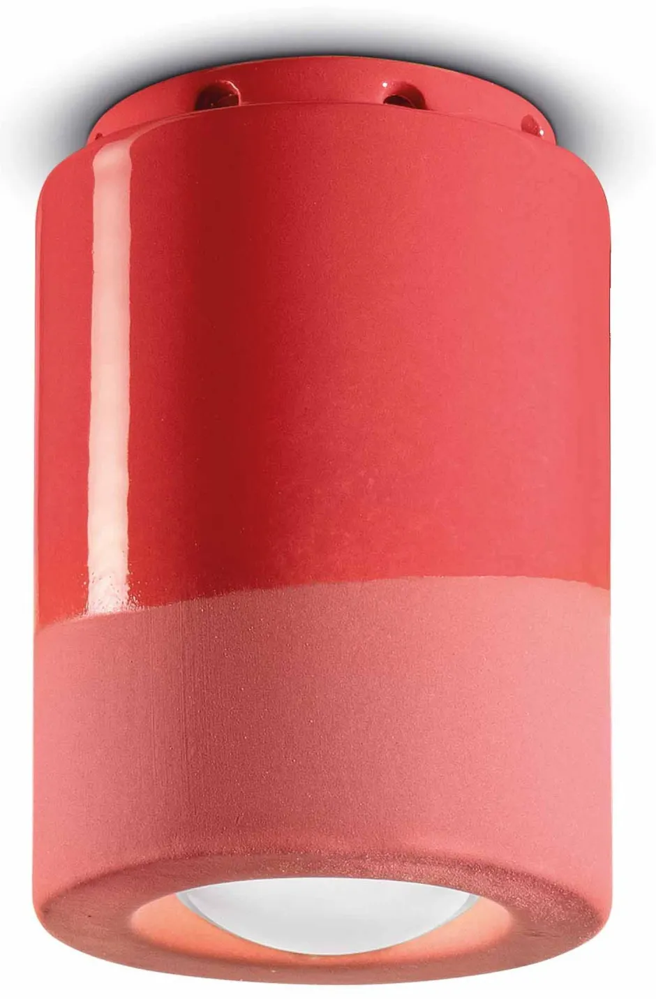 Ferroluce Deckenspot Keramik rund D: 8,5 cm Aufputz Koralle E14< Wohnzimmerlampen|Keramiklampen