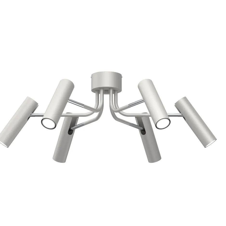 Luminex Deckenspot Metall Grau Chrom B:94 cm 6-flammig flexibel< Spots|Flurlampen