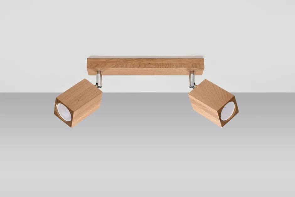 Deckenleuchten|Flurlampen*Sollux Deckenspot Modern Holz 2-flammig 30 cm lang GU10 wohnlich