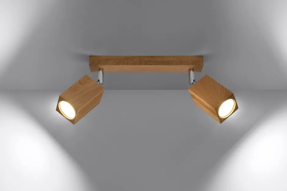 Deckenleuchten|Flurlampen*Sollux Deckenspot Modern Holz 2-flammig 30 cm lang GU10 wohnlich