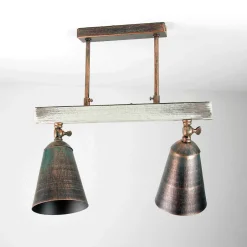 Luminex Deckenspot Shabby Kupfer 2-flammig E27 Metall Holz< Deckenleuchten|Esszimmer Lampen