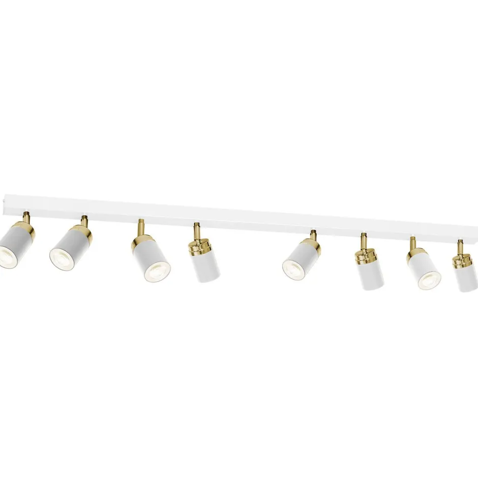 Wohnzimmerlampen|Metall Lampen*Luminex Deckenspot verstellbar 4-flammig GU10 Weiß Gold 110 cm