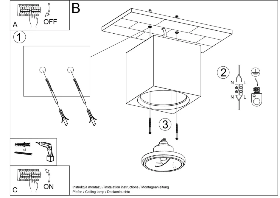 Sollux Deckenspot Weiß Keramik H: 14 cm klein bemalbar Würfel< Wandleuchten|Flurlampen
