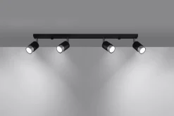 Sollux Deckenstrahöer Schwarz Chrom 81 cm lang schmal 4-flammig< Wohnzimmerlampen|Moderne Lampen