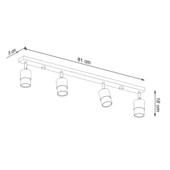 Sollux Deckenstrahöer Schwarz Chrom 81 cm lang schmal 4-flammig< Wohnzimmerlampen|Moderne Lampen