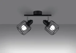 Deckenleuchten|Flurlampen*Sollux Deckenstrahöer Schwarz schwenkbar 2-flammig E14 Retro