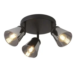 Deckenleuchten|Spots*Searchlight Deckenstrahler 3-flammig Ø 42 cm Schwarz Rauchgrau E14