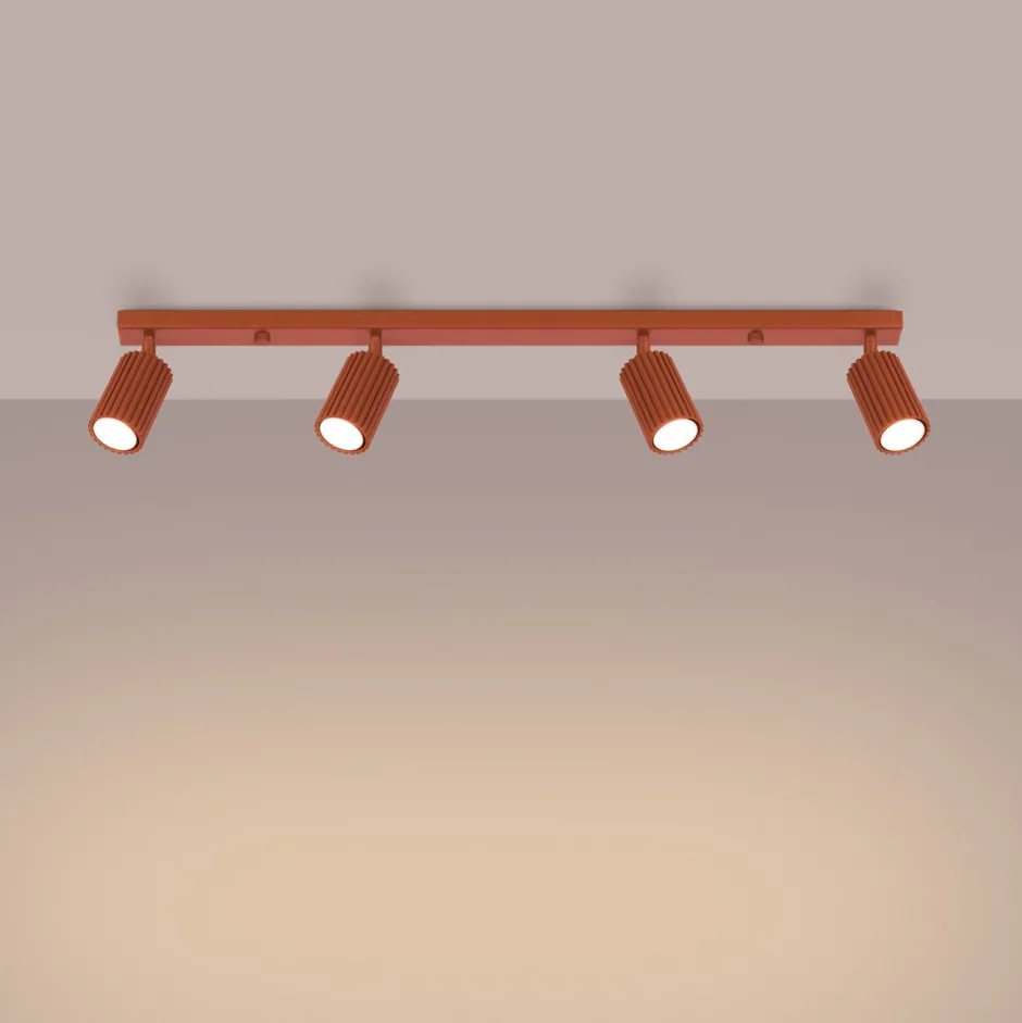 Flurlampen|Wohnzimmerlampen*Sollux Deckenstrahler 4-flammig 81 cm lang schwenkbar GU10 Rot