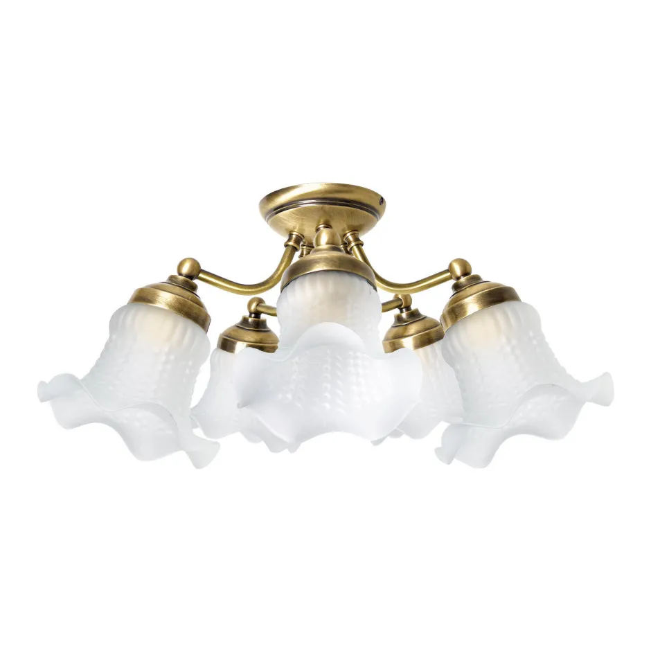 Wohnzimmerlampen|Glaslampen*Giovanni Battista Deckenstrahler 5-flammig E14 in Bronze hell glänzend Weiß