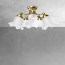 Wohnzimmerlampen|Glaslampen*Giovanni Battista Deckenstrahler 5-flammig E14 in Bronze hell glänzend Weiß