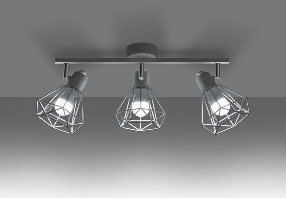 Deckenleuchten|Flurlampen*Sollux Deckenstrahler 3-flammig E27 Weiß 52 cm Retro verstellbar