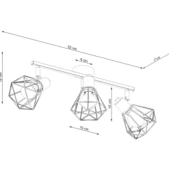 Deckenleuchten|Flurlampen*Sollux Deckenstrahler 3-flammig E27 Weiß 52 cm Retro verstellbar