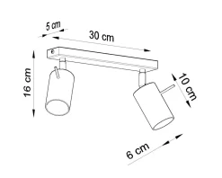 Deckenleuchten|Wohnzimmerlampen*Sollux Deckenstrahler 2-flammig GU10 30 cm länglich Chrom
