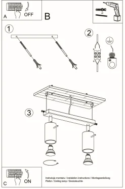 Deckenleuchten|Wohnzimmerlampen*Sollux Deckenstrahler 2-flammig GU10 30 cm länglich Chrom