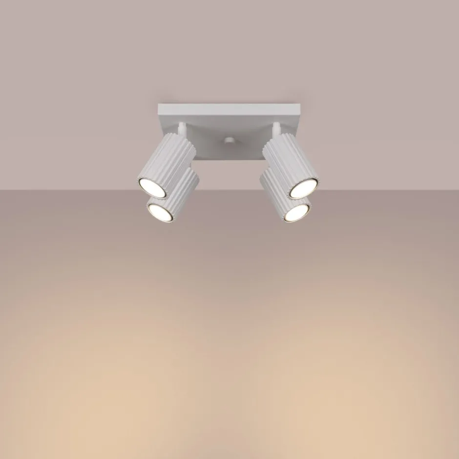 Flurlampen|Wohnzimmerlampen*Sollux Deckenstrahler 4-flammig GU10 B: 25 cm klein Weiß Modern