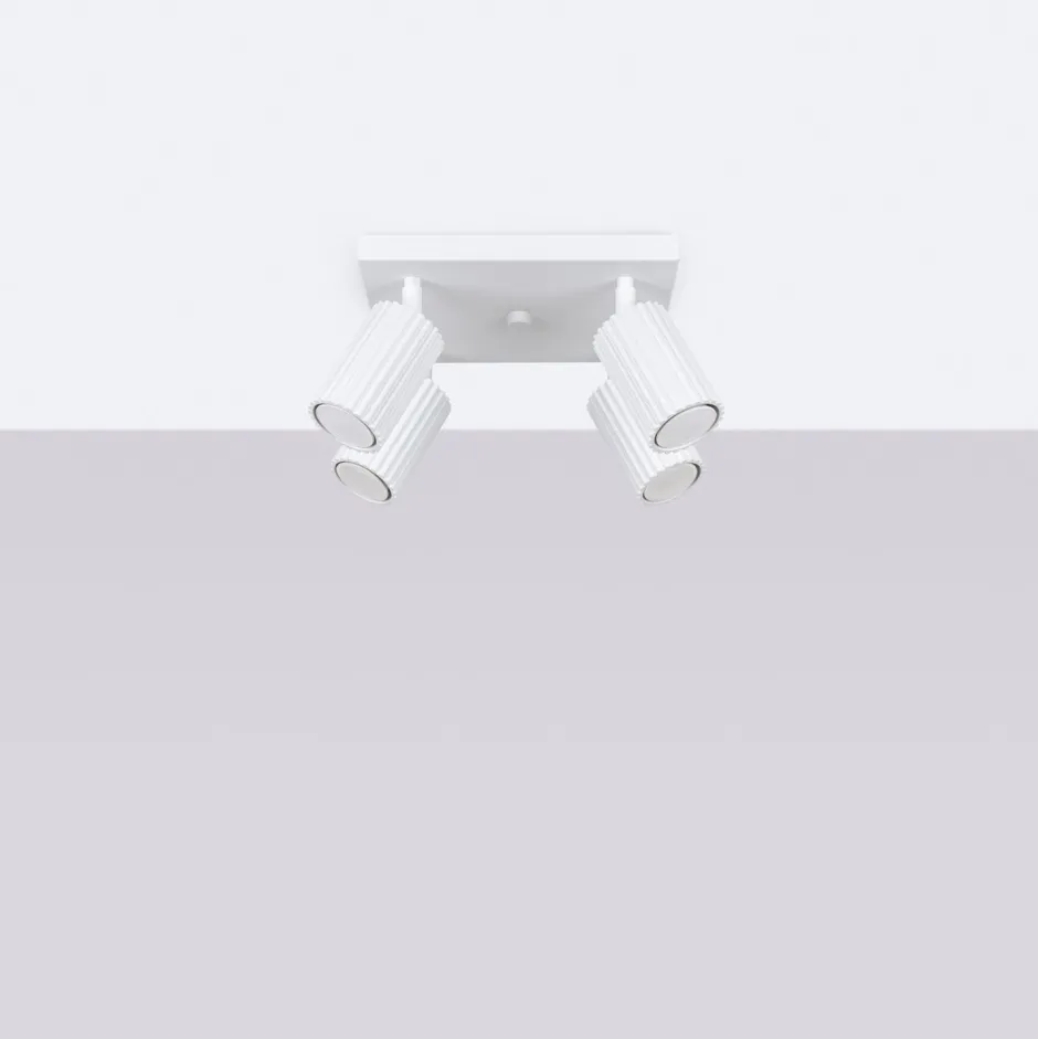 Flurlampen|Wohnzimmerlampen*Sollux Deckenstrahler 4-flammig GU10 B: 25 cm klein Weiß Modern