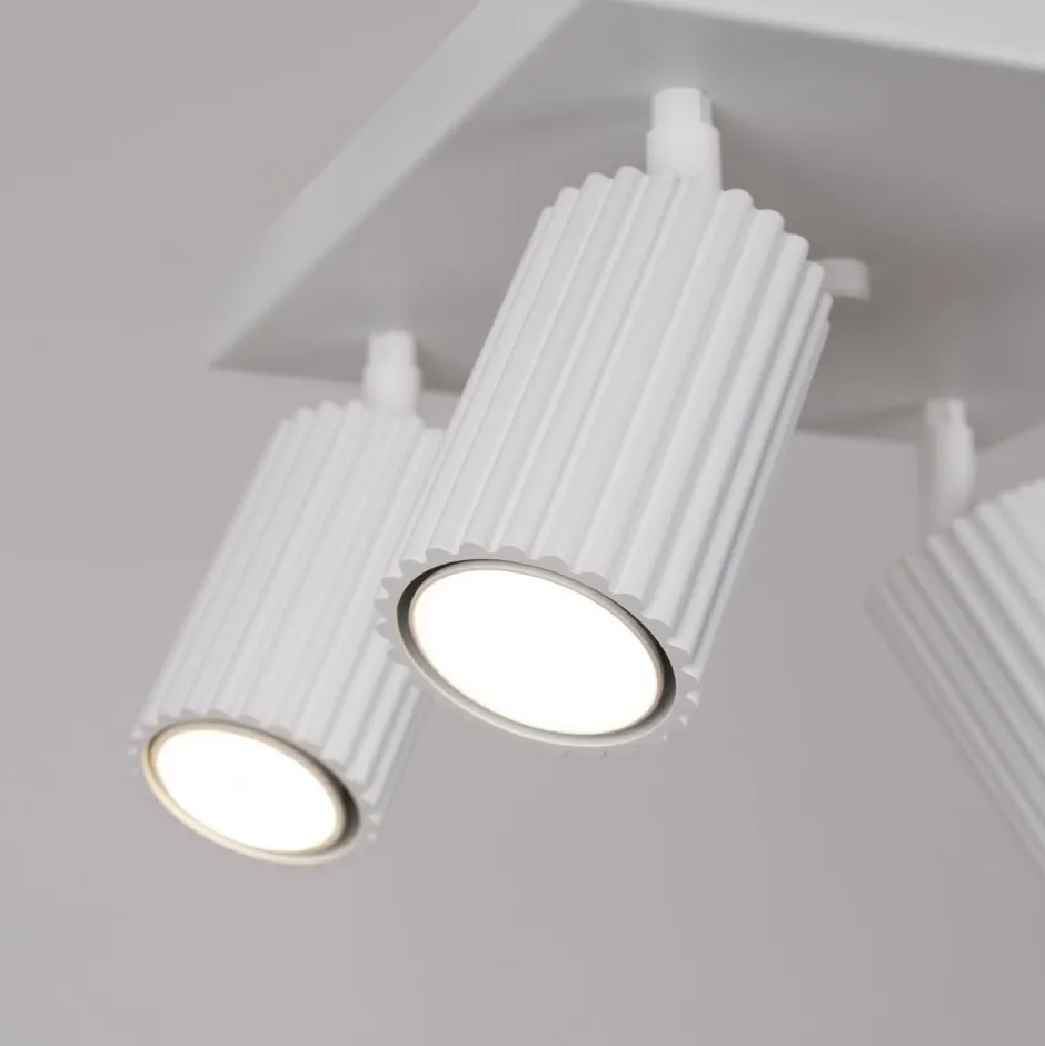 Flurlampen|Wohnzimmerlampen*Sollux Deckenstrahler 4-flammig GU10 B: 25 cm klein Weiß Modern