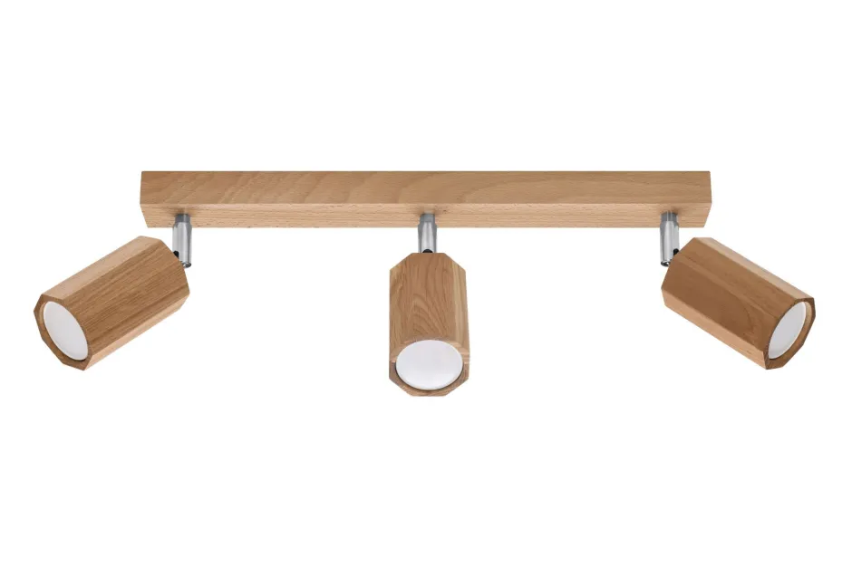 Sollux Deckenstrahler 3-flammig GU10 schwenkbar B: 45 cm Holz< Deckenleuchten|Flurlampen