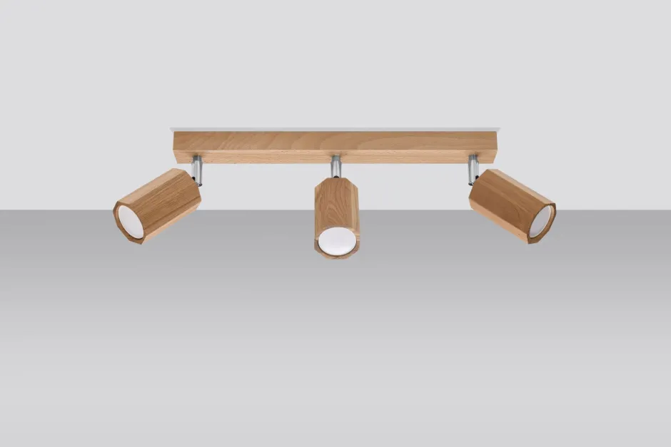 Sollux Deckenstrahler 3-flammig GU10 schwenkbar B: 45 cm Holz< Deckenleuchten|Flurlampen