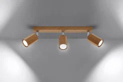 Sollux Deckenstrahler 3-flammig GU10 schwenkbar B: 45 cm Holz< Deckenleuchten|Flurlampen