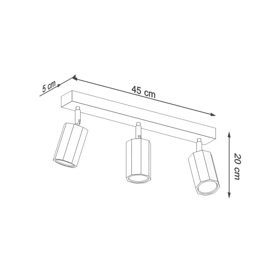 Sollux Deckenstrahler 3-flammig GU10 schwenkbar B: 45 cm Holz< Deckenleuchten|Flurlampen