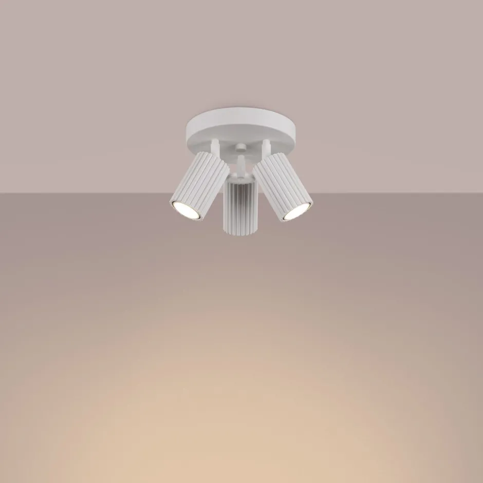 Flurlampen|Wohnzimmerlampen*Sollux Deckenstrahler 3-flammig GU10 rund Ø 19,5 cm klein Weiß BERTA