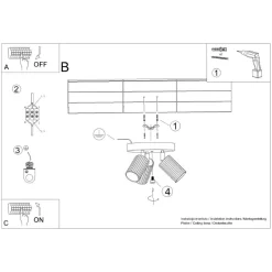 Flurlampen|Wohnzimmerlampen*Sollux Deckenstrahler 3-flammig GU10 rund Ø 19,5 cm klein Weiß BERTA